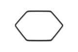 Hexagon Ring Charm, 12 Oxidized Brass Black Hexagon Shaped Ring Charms (40x1mm) E306 S751