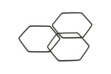 Hexagon Ring Charm, 12 Oxidized Brass Black Hexagon Shaped Ring Charms (40x1mm) E306 S751