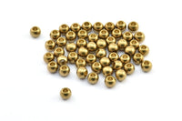 30 Raw Brass Ball Beads, Findings (6mm , Hole Size 3mm) Brs 0103 b0033