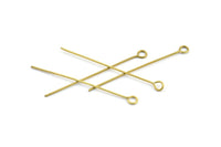 Brass Ball Pin, 100 Raw Brass Eye Pins, Findings (40x0.7mm) Bs 1155