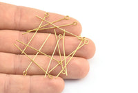 Brass Ball Pin, 100 Raw Brass Eye Pins, Findings (40x0.7mm) Bs 1155
