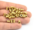 20 Raw Brass Industrial Tubes, Spacer Beads, Findings (7x6mm) D0051