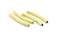 Curved Tube Beads - 24 Raw Brass Curved Tube Beads (4x40mm) Bs 1423