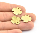 Four Leaf Clover, 10 Raw Brass Geometric Stamping Blank Charms With 1 Hole (18x0.80mm) B0127