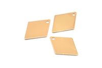 Rose Gold Diamond Blank, 12 Rose Gold Plated Brass Diamond Charms, Pendant, Findings (17x12mm) D0304 Q0480
