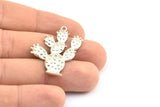 Silver Cactus Pendant, 1 Silver Tone Cactus Charms, Jewelry Supplies, Findings (36mm) N0416