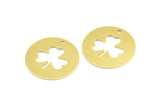 Brass Clover Necklace, 10 Raw Brass Clover Tags With 1 Hole, Findings, Charms (23x0.9mm) K629
