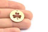 Brass Clover Necklace, 10 Raw Brass Clover Tags With 1 Hole, Findings, Charms (23x0.9mm) K629