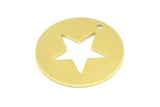 Brass Star Necklace, 10 Raw Brass Star Tags With 1 Hole, Findings, Charms (23x0.9mm) K640