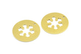 Brass Snowflake Necklace, 10 Raw Brass Snowflake Tags With 1 Hole, Findings, Charms (23x0.9mm) K634