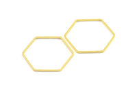 Gold Hexagon Charm, 12 Gold Plated Brass Hexagon Rings (25x0.8mm) BS 1177 Q0486