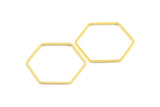 Gold Hexagon Charm, 12 Gold Plated Brass Hexagon Rings (25x0.8mm) BS 1177 Q0486
