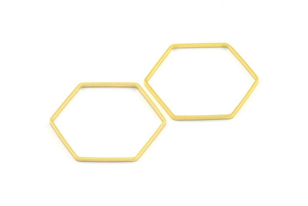 Gold Hexagon Charm, 12 Gold Plated Brass Hexagon Rings (25x0.8mm) BS 1177 Q0486