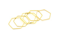 Gold Hexagon Charm, 12 Gold Plated Brass Hexagon Rings (25x0.8mm) BS 1177 Q0486