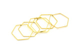 Gold Hexagon Charm, 12 Gold Plated Brass Hexagon Rings (25x0.8mm) BS 1177 Q0486