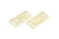 Rectangle Bracelet Blank, 3 Antique Silver Plated Brass Bracelet Blanks With 2 Holes (20x40x0.80mm) Brass 2040-2 A0213