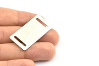 Rectangle Bracelet Blank, 3 Antique Silver Plated Brass Bracelet Blanks With 2 Holes (20x40x0.80mm) Brass 2040-2 A0213