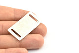 Rectangle Bracelet Blank, 3 Antique Silver Plated Brass Bracelet Blanks With 2 Holes (20x40x0.80mm) Brass 2040-2 A0213