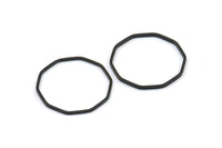 Black Decagon Blank, 25 Oxidized Brass Black Decagon Charms, Pendants (20x0.8x0.7mm) BS 1774 S381