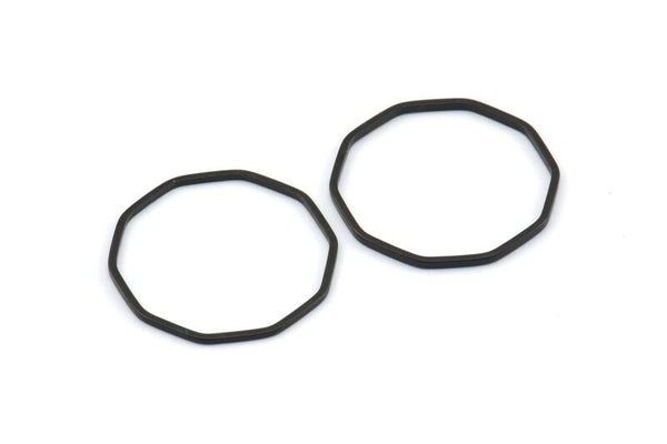 Black Decagon Blank, 25 Oxidized Brass Black Decagon Charms, Pendants (20x0.8x0.7mm) BS 1774 S381