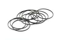 45mm Circle Connector, 6 Oxidized Brass Black Circle Connectors (45x1.7x0.8mm) E053 S721
