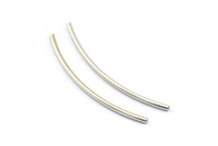Noodle Tube Beads, 25 Silver Tone Curved Tube Beads (1.5x40mm) D0283 H545