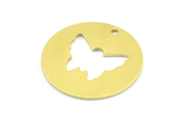 Brass Butterfly Necklace, 10 Raw Brass Butterfly Tags With 1 Hole, Findings, Charms (23x0.9mm) K627
