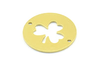 Brass Clover Connector, 10 Raw Brass Clover Connectors With 2 Holes, Findings, Charms (23x0.9mm) B0206