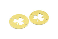 Brass Clover Connector, 10 Raw Brass Clover Connectors With 2 Holes, Findings, Charms (23x0.9mm) B0206