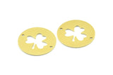 Brass Clover Connector, 10 Raw Brass Clover Connectors With 2 Holes, Findings, Charms (23x0.9mm) B0206