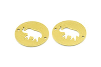 Brass Elephant Connector, 10 Raw Brass Elephant Connectors With 2 Holes, Findings, Charms (23x0.9mm) K633
