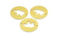 Brass Elephant Connector, 10 Raw Brass Elephant Connectors With 2 Holes, Findings, Charms (23x0.9mm) K633