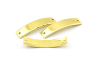 Curved Rectangle Connector, 12 Raw Brass Wavy Rectangle Connectors With 2 Holes (35x8x0.8mm) BS 1808