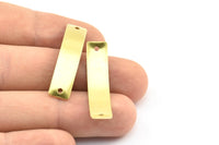 Curved Rectangle Connector, 12 Raw Brass Wavy Rectangle Connectors With 2 Holes (35x8x0.8mm) BS 1808