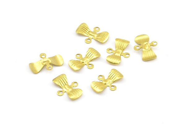 Brass Bow Connector, 50 Raw Brass Bow Connectors, Charms, Findings (13x9mm) A0864