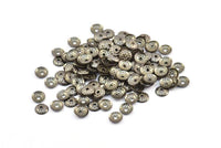300 Antique Brass Round Middle Hole Charms Findings Bead Caps (6.5mm) Pen 84 K023