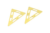 Retro Triangle Pendant, 10 Raw Brass Tribal Triangle Pendants (50x33mm) A0692