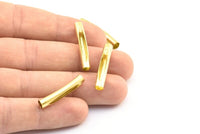 Curved Tube Beads - 24 Raw Brass Curved Tube Findings (29x4.8mm) A0723