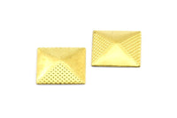 Square Pyramid Finding, 30 Raw Brass Square Pyramid Textured Tribal Findings Without Holes (13mm) Brs 572 - 0 A0031