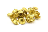 Brass Bead Caps, 40 Raw Brass Bead Caps with 2 Holes  (13mm) A0553