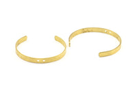 Brass Cuff Bracelet - 2 Raw Brass Cuff Bracelet Bangle With 2 Holes (6x145x1mm) Brc003