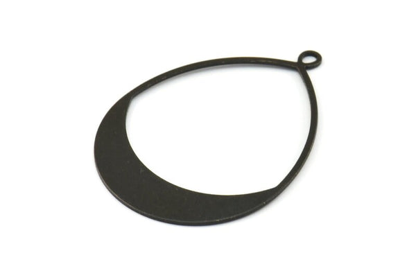 Black Drop Earring, 3 Oxidized Brass Black Drop Earring Charms With 1 Loop, Pendants, Findings (49x36x0.8mm) E036 S767