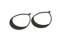 Black Drop Earring, 3 Oxidized Brass Black Drop Earring Charms With 1 Loop, Pendants, Findings (49x36x0.8mm) E036 S767