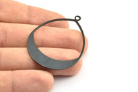 Black Drop Earring, 3 Oxidized Brass Black Drop Earring Charms With 1 Loop, Pendants, Findings (49x36x0.8mm) E036 S767