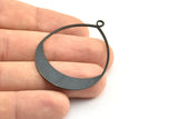 Black Drop Earring, 3 Oxidized Brass Black Drop Earring Charms With 1 Loop, Pendants, Findings (49x36x0.8mm) E036 S767