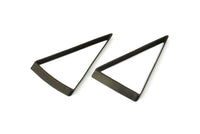 Black Triangle Ring, 6 Oxidized Brass Black Triangle Thick Cut Connectors, Rings, Charms (27x45x0.55x2mm) D0168 S627