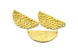 Brass Half Moon, 3 Raw Brass Mermaid Semi Circle Pendants With 2 Loops (31x14x2mm) E268