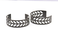 Black Chevron Cuff - 1 Oxidized Brass Black Chevron Cuff Bracelet Blank Bangle With 2 Holes (20x145x0.80mm) T102-0