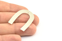 Silver Geometric Charm, 6 Silver Tone U Shaped Pendants With 2 Holes, Charms, Findings (35x27x0.50mm) E015 H0258