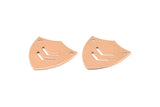 Rose Gold Shield Pendant, 2 Rose Gold Plated Brass Stamping Shield With 2 Holes With Chevron (24x22x0.80mm) B0181 Q0276